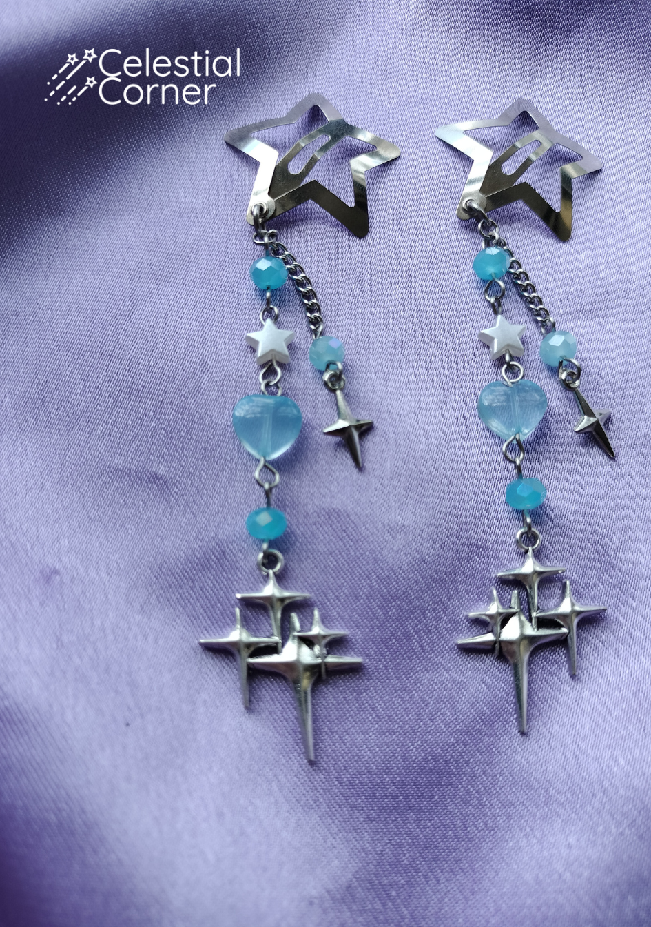 Blue Sparkle Star Hairclips