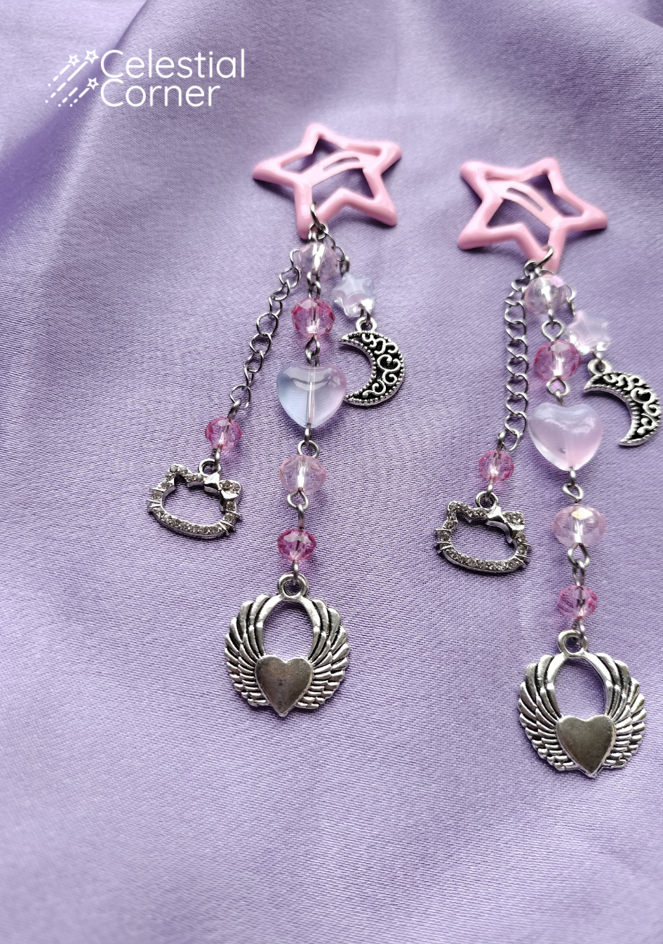 Pink Kitty Star Hairclips