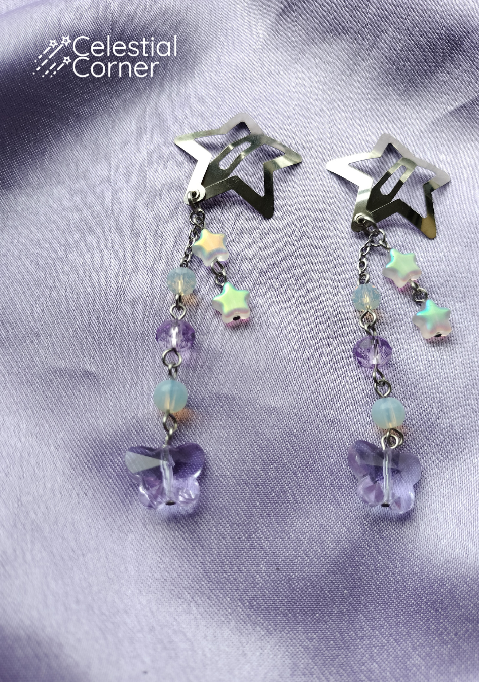 Purple Opalite Butterfly Hairclips