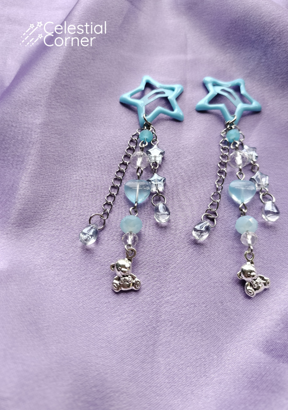 Blue Bear Star Hairclips