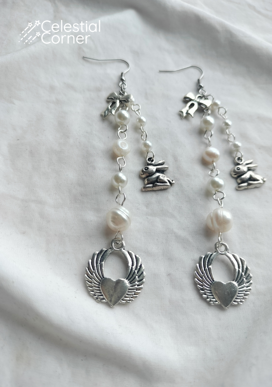 Pearl Angel Bunny Earrings