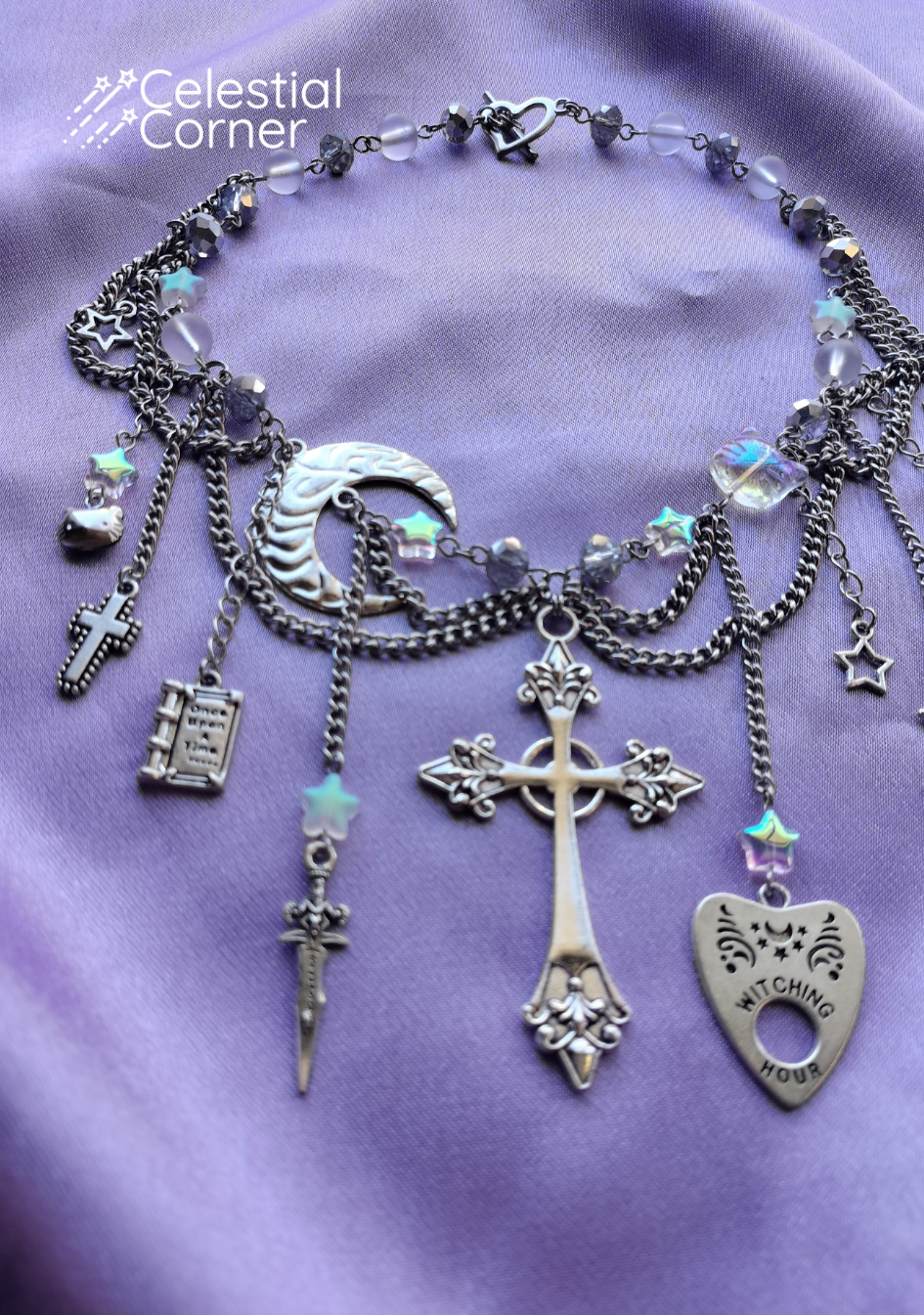 Maximalist Witchy Cross Necklace