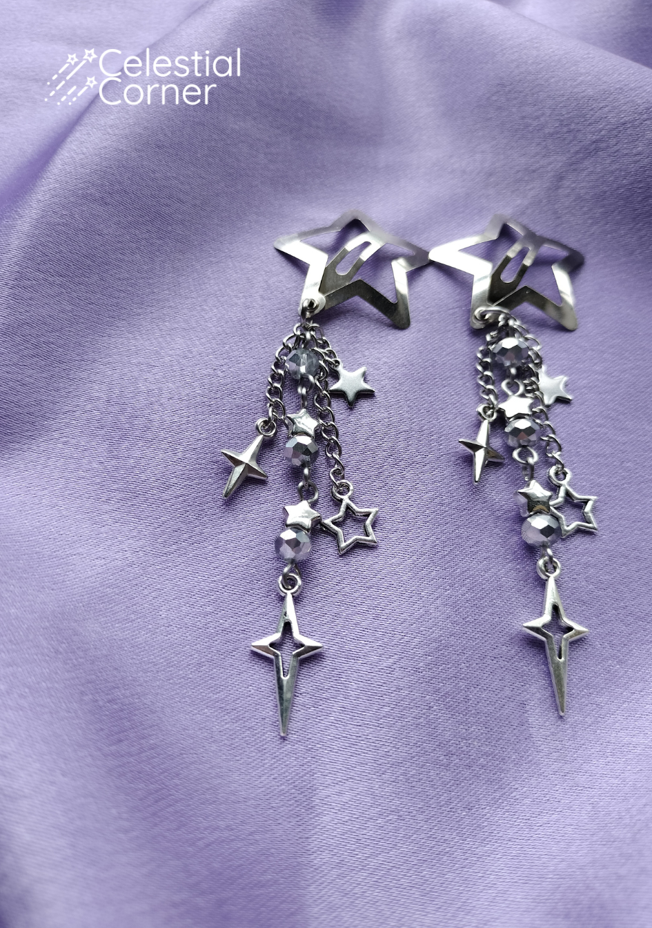 Silver Star Clutter Hairclips