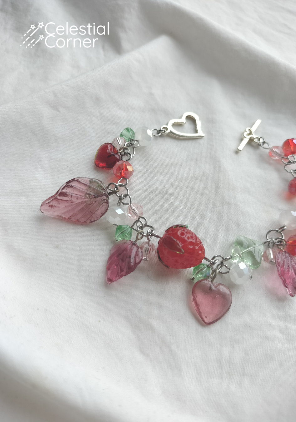 Pink Strawberry Peach Bracelet
