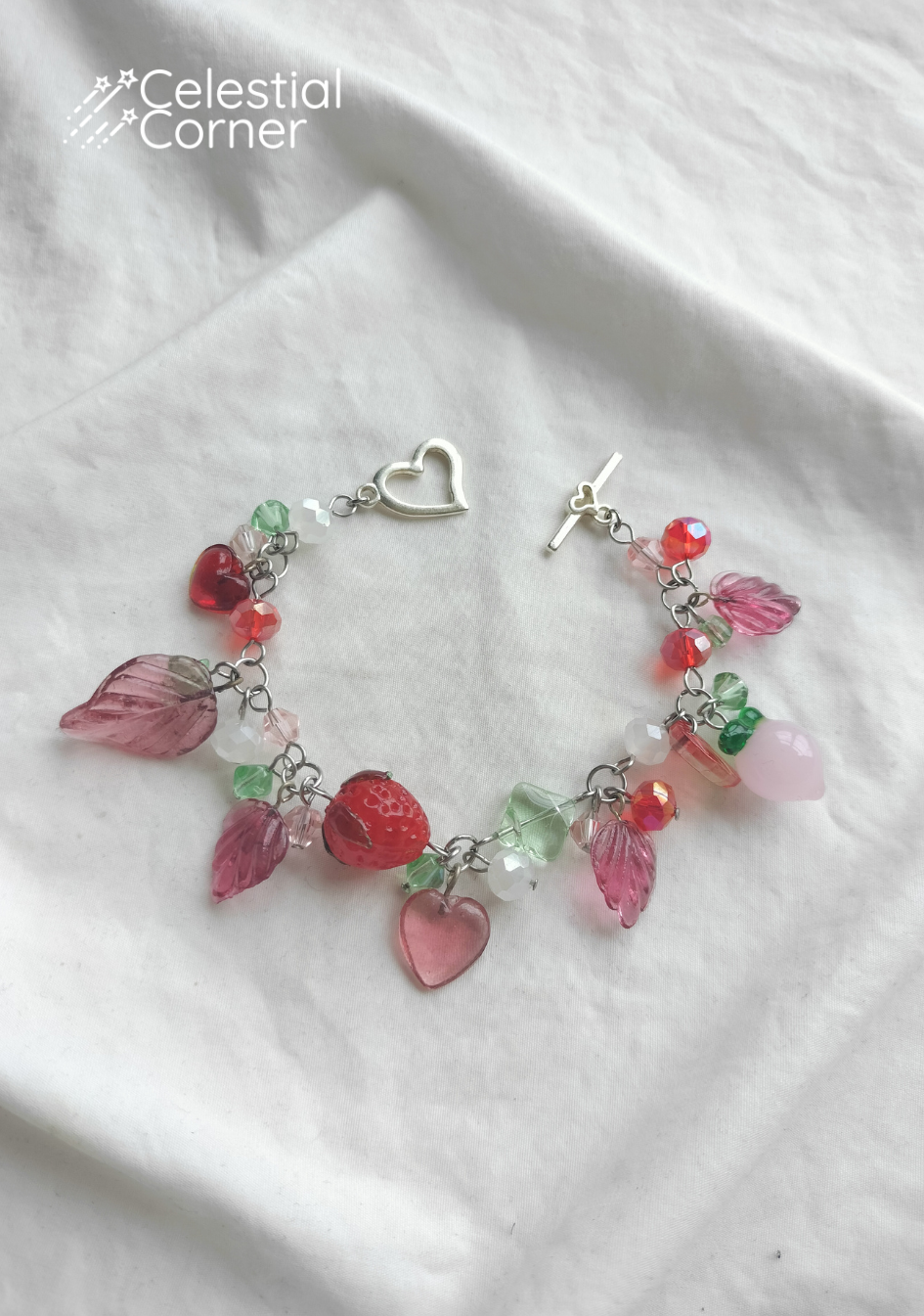 Pink Strawberry Peach Bracelet