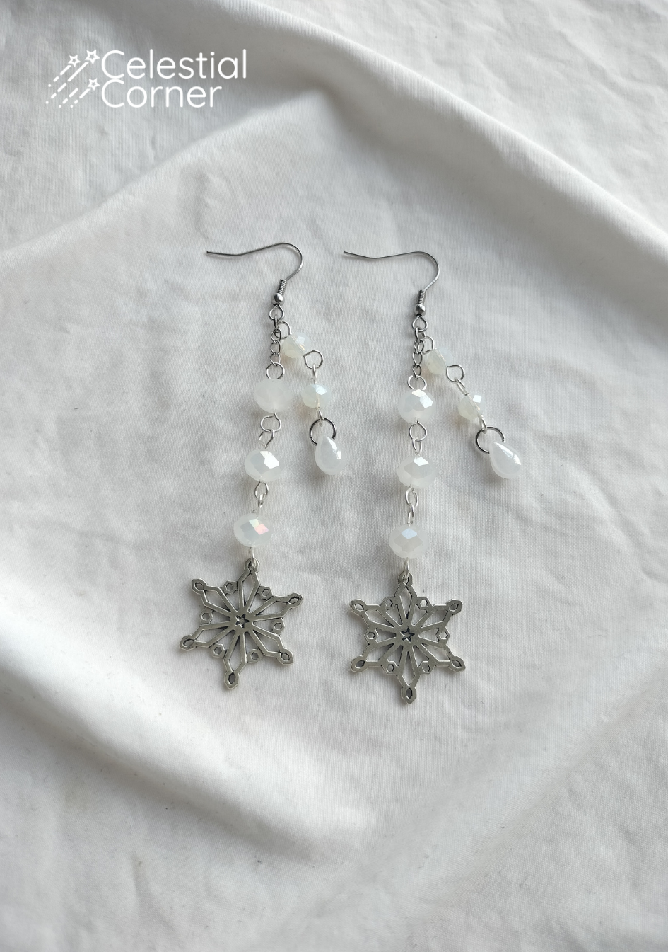 White Winter Snowflake Earrings