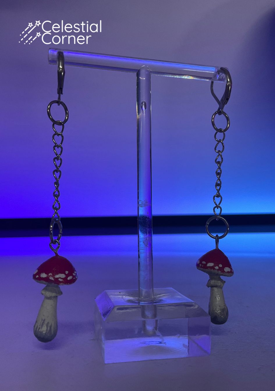 Fly Agaric Chain Mushroom Earrings
