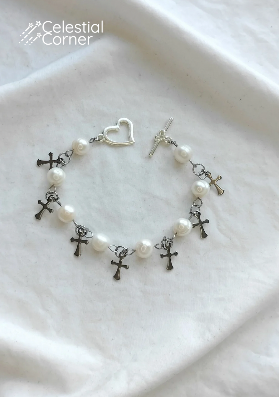 Pearl Cross Bracelet