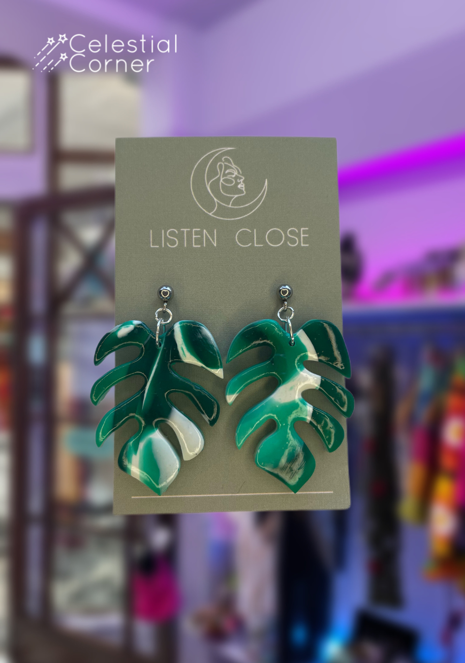 Monstera Clay Earrings