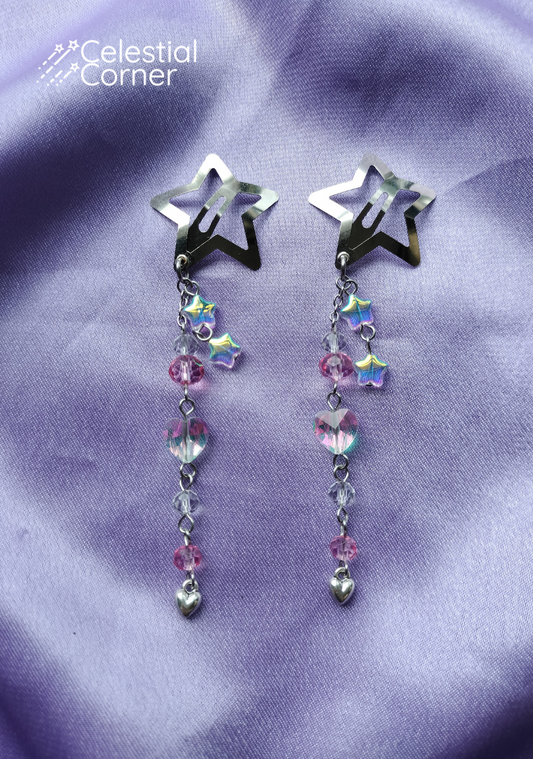 Iridescent Pink Star Hairclips