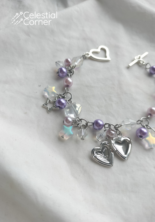 Iridescent Pink and Purple Fairytale Locket Bracelet