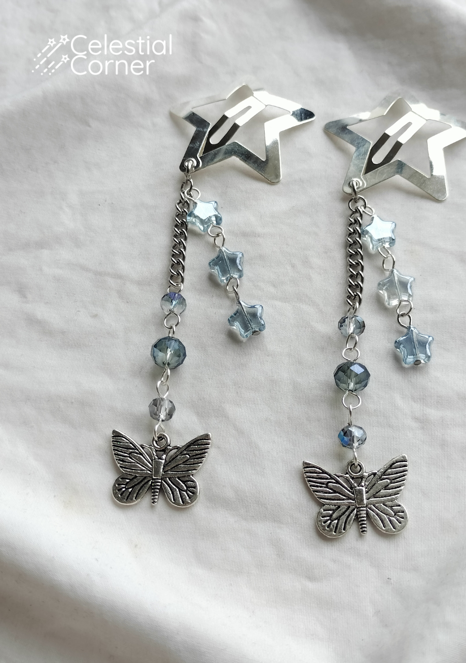 Blue Twilight Butterfly Hairclips