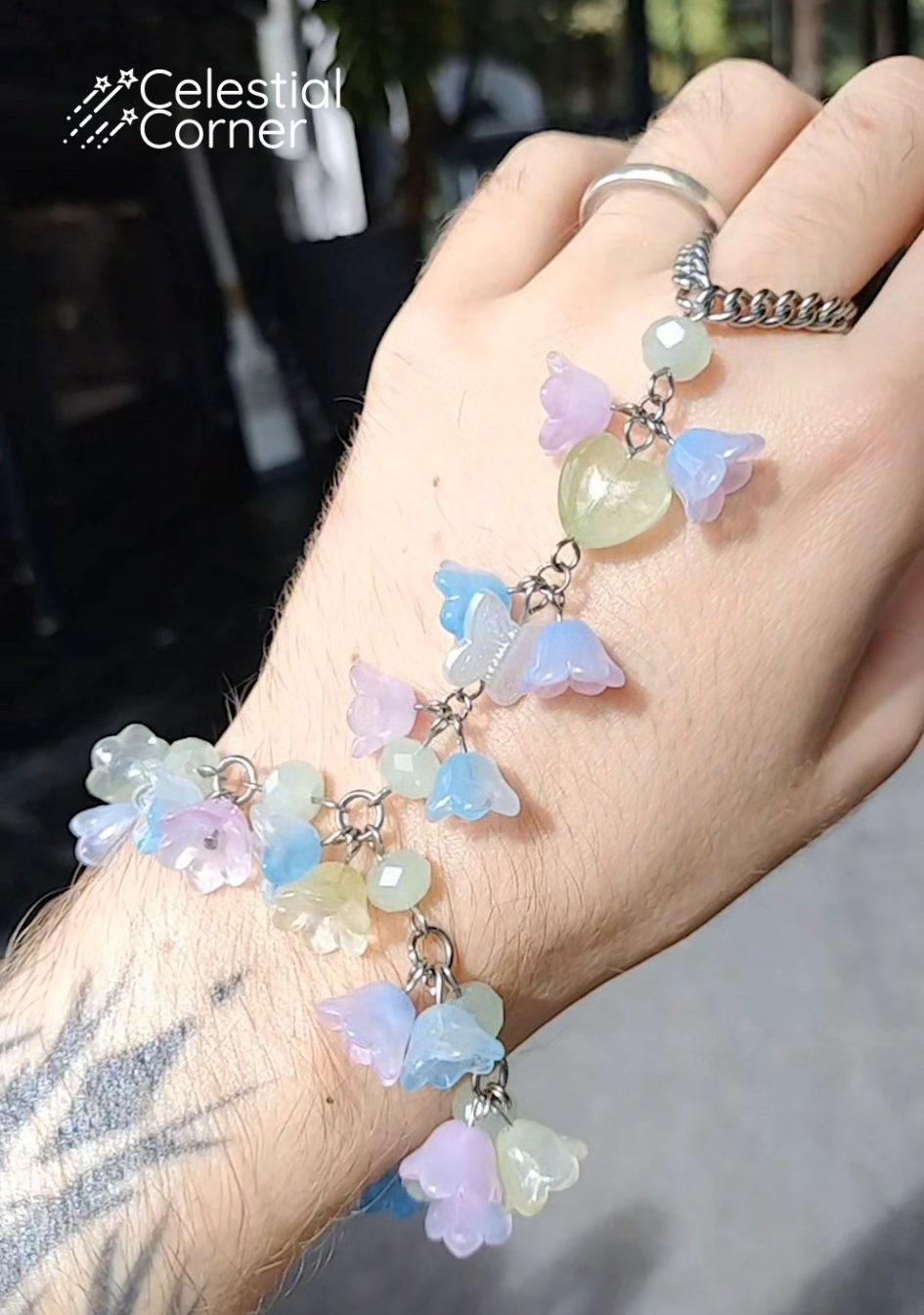 Blue and Purple Forest Fairy Flower Hand Chain