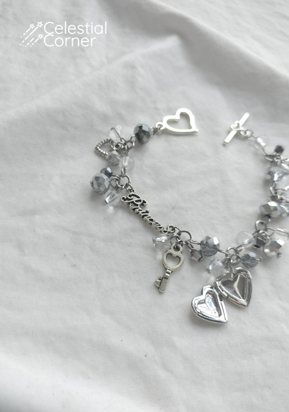 Chrome Sparkle Princess Locket Bracelet