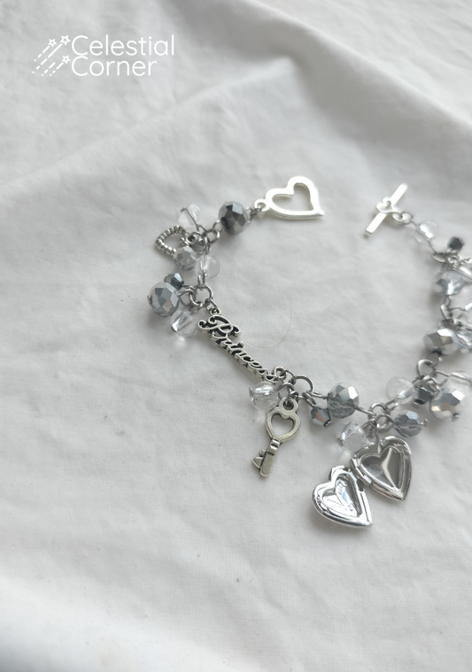 Chrome Sparkle Princess Locket Bracelet