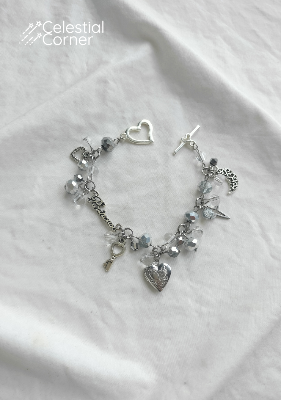 Chrome Sparkle Princess Locket Bracelet