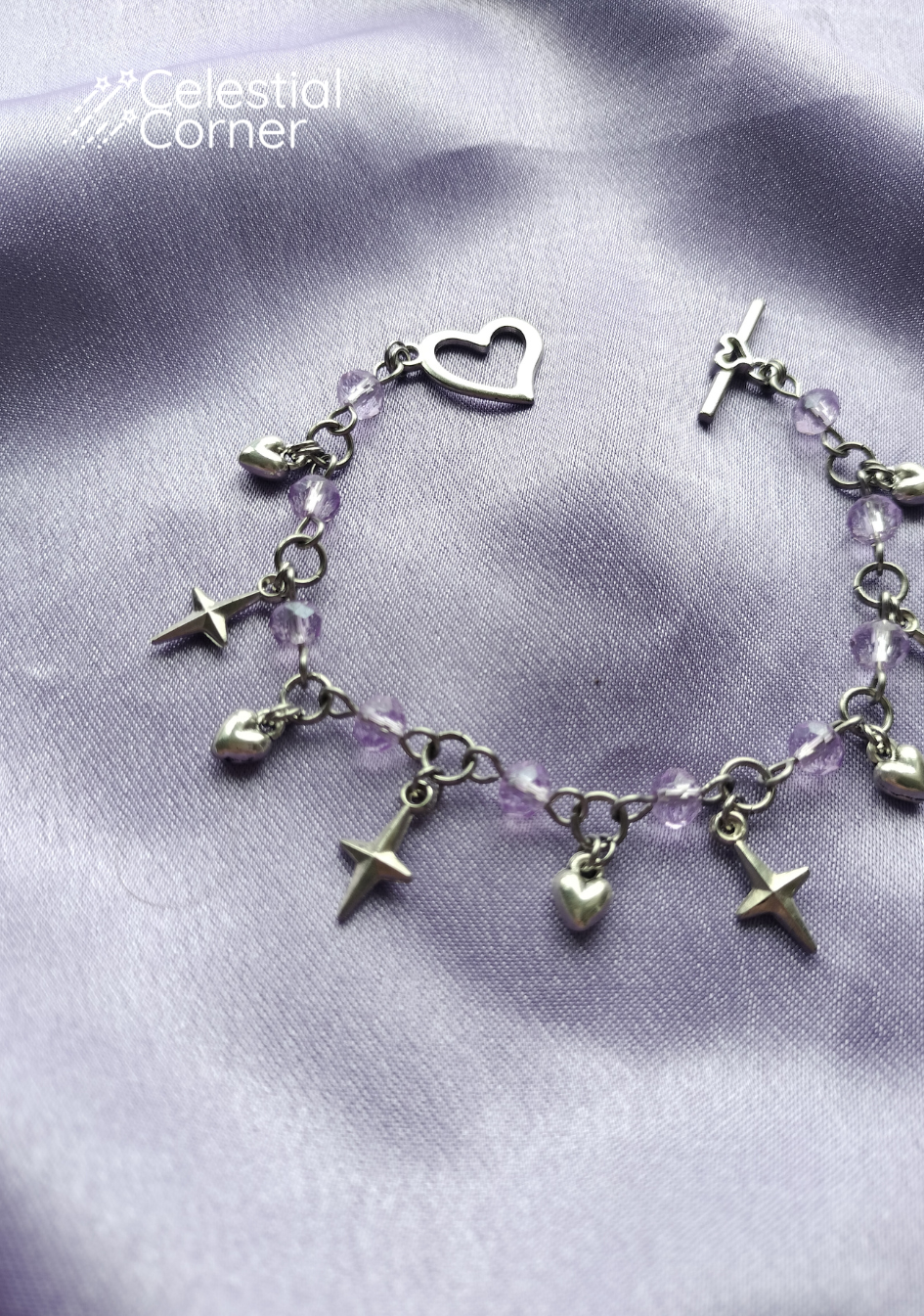 Purple Stars & Hearts Charm Bracelet