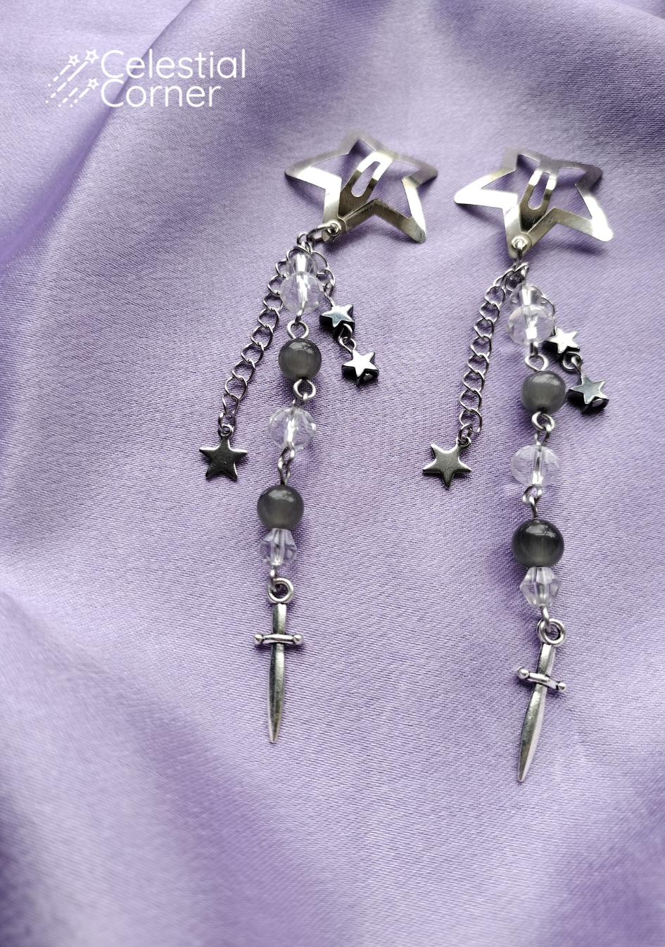 Black Dagger Star Hairclips