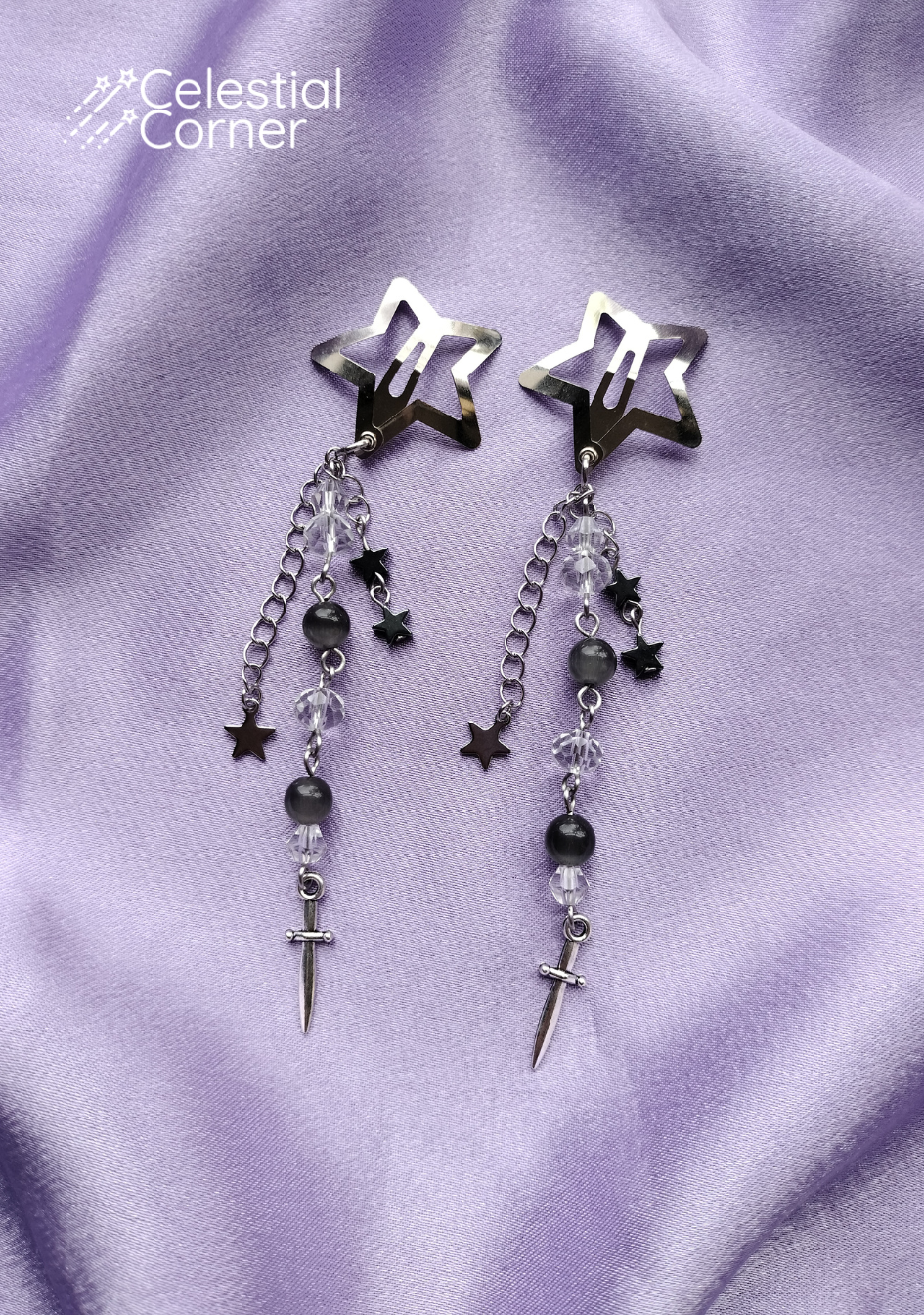 Black Dagger Star Hairclips