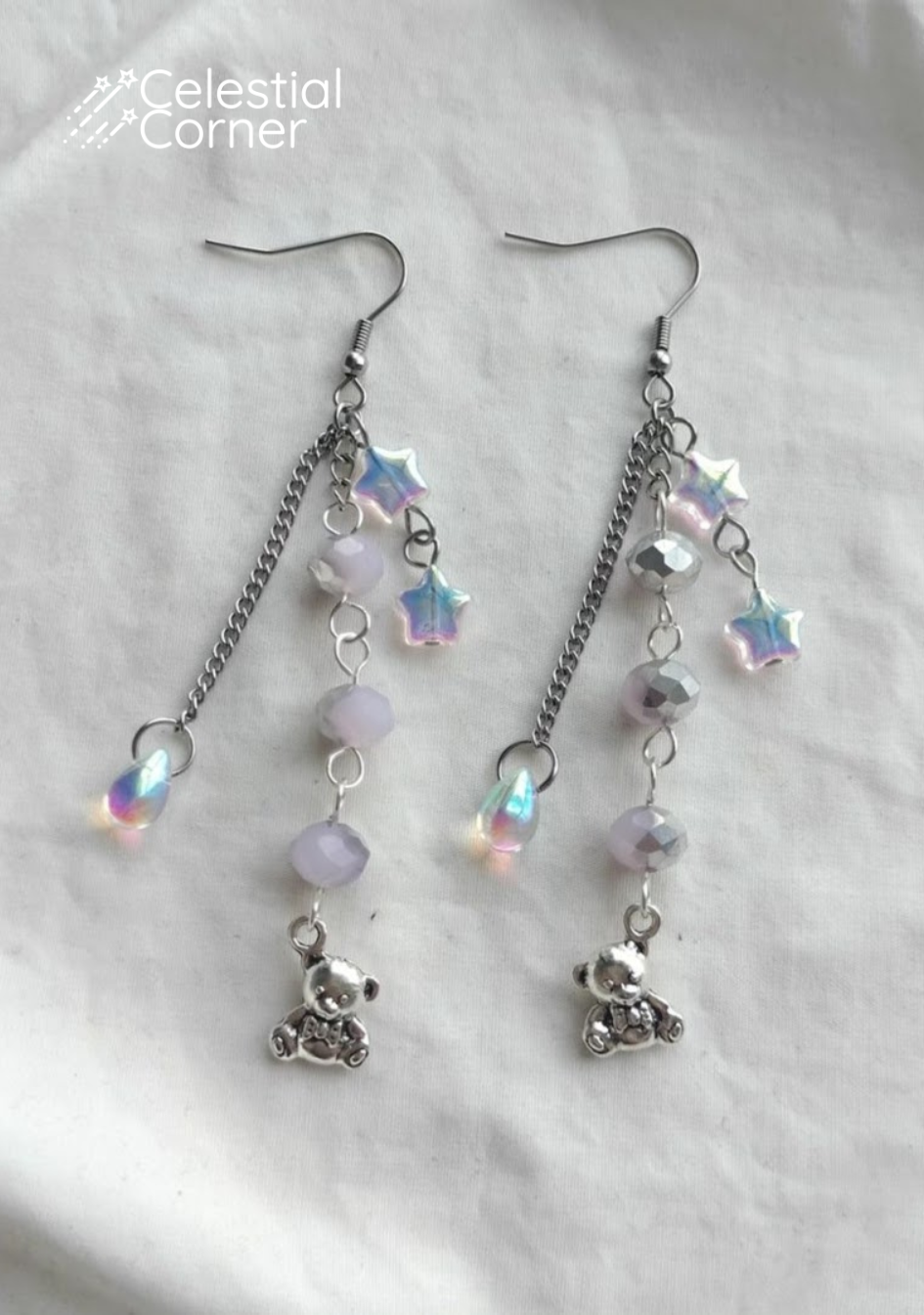 Purple Starry Bear Earrings