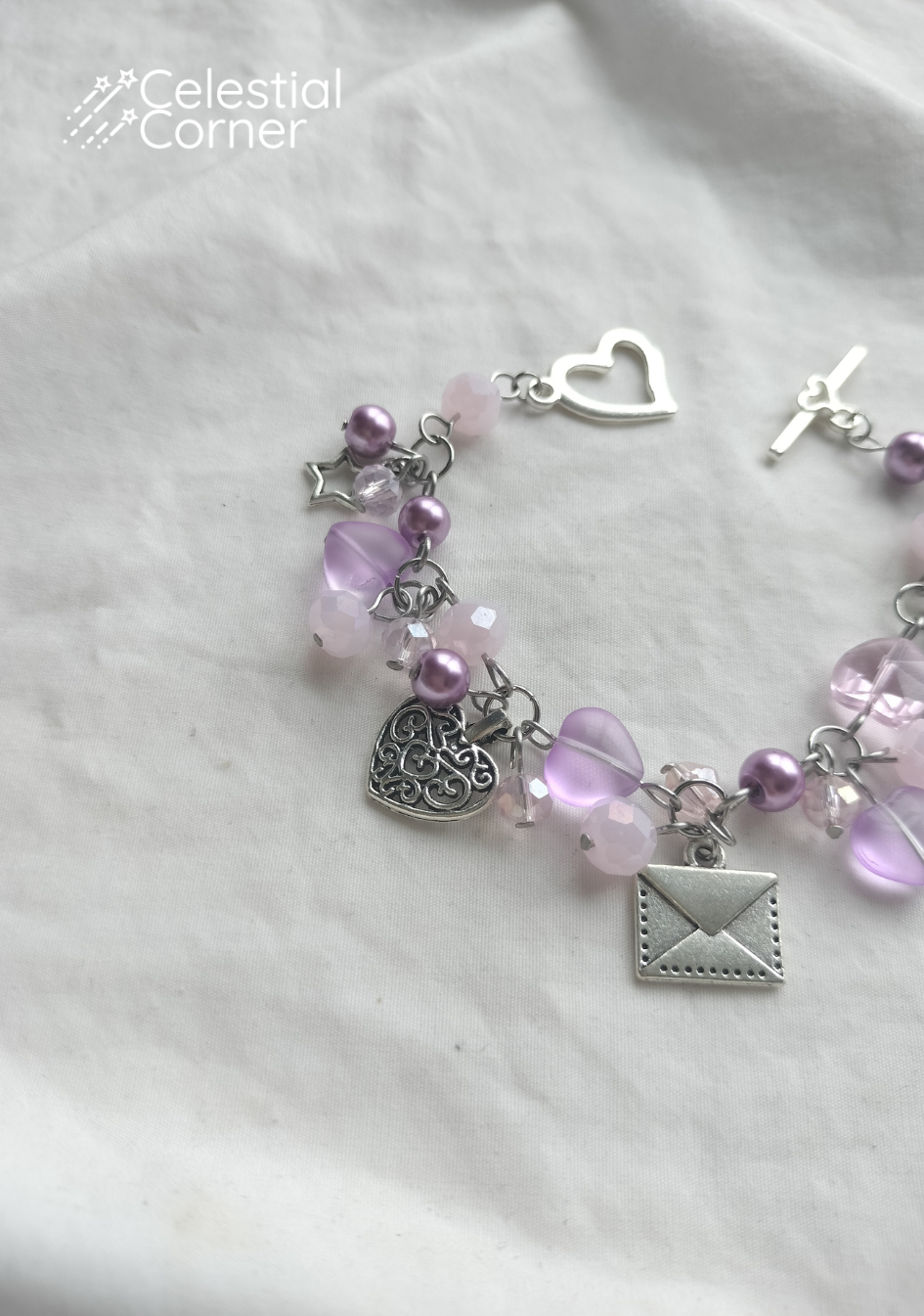 Pink and Purple Love Letter Bracelet