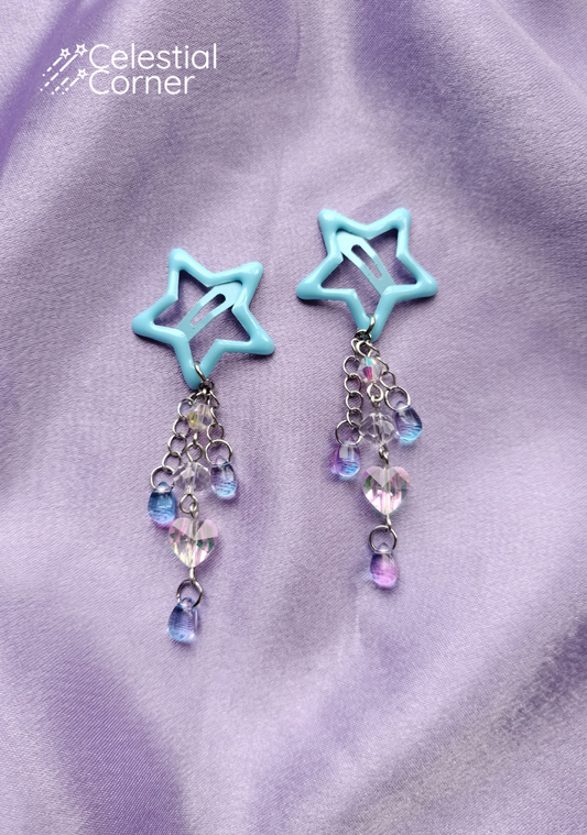 Iridescent Blue Dewdrop Hairclips