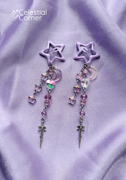 Purple Celestial Dagger Hairclips