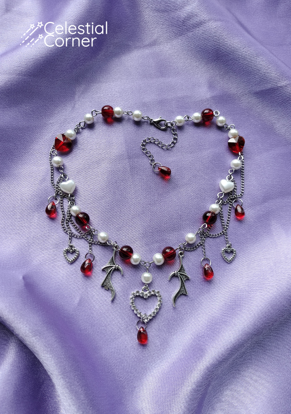Red Winged Heart Necklace