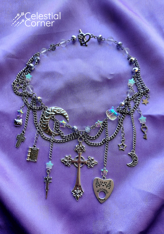 Maximalist Witchy Cross Necklace