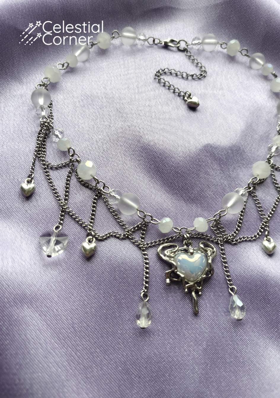 Dainty White Melting Heart Necklace