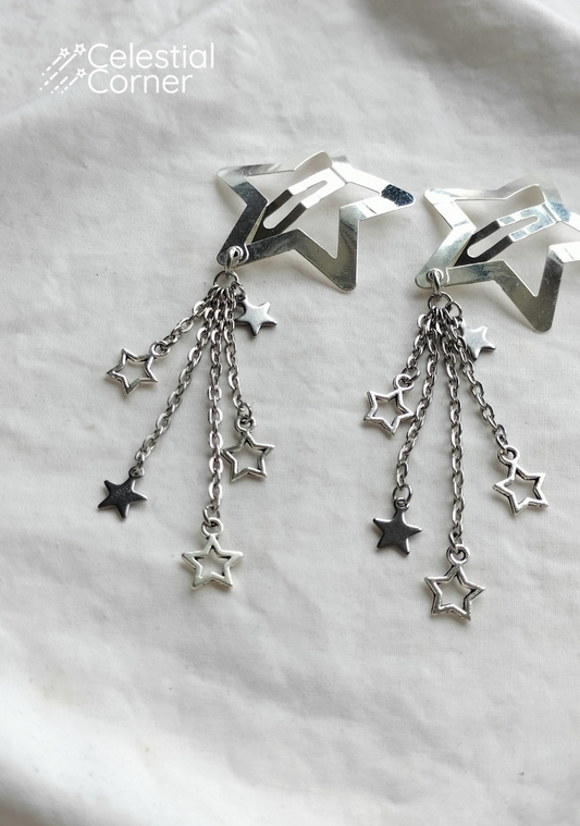 Silver Star Cluster Hairclips
