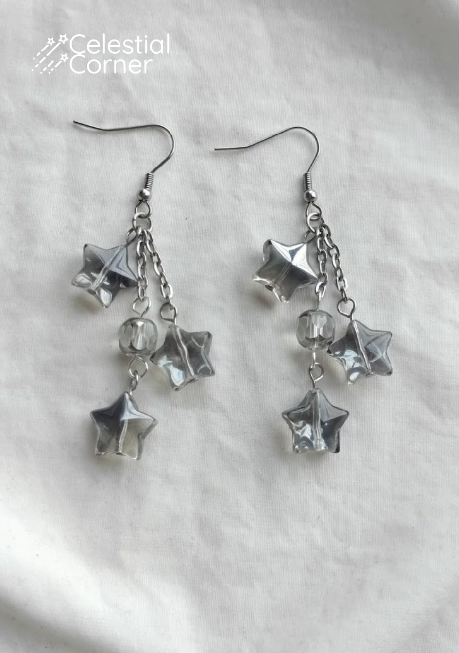 Cluttered Silver Star Earrings