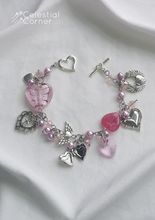 Load image into Gallery viewer, Pink Cluster Locket Charm Bracelet
