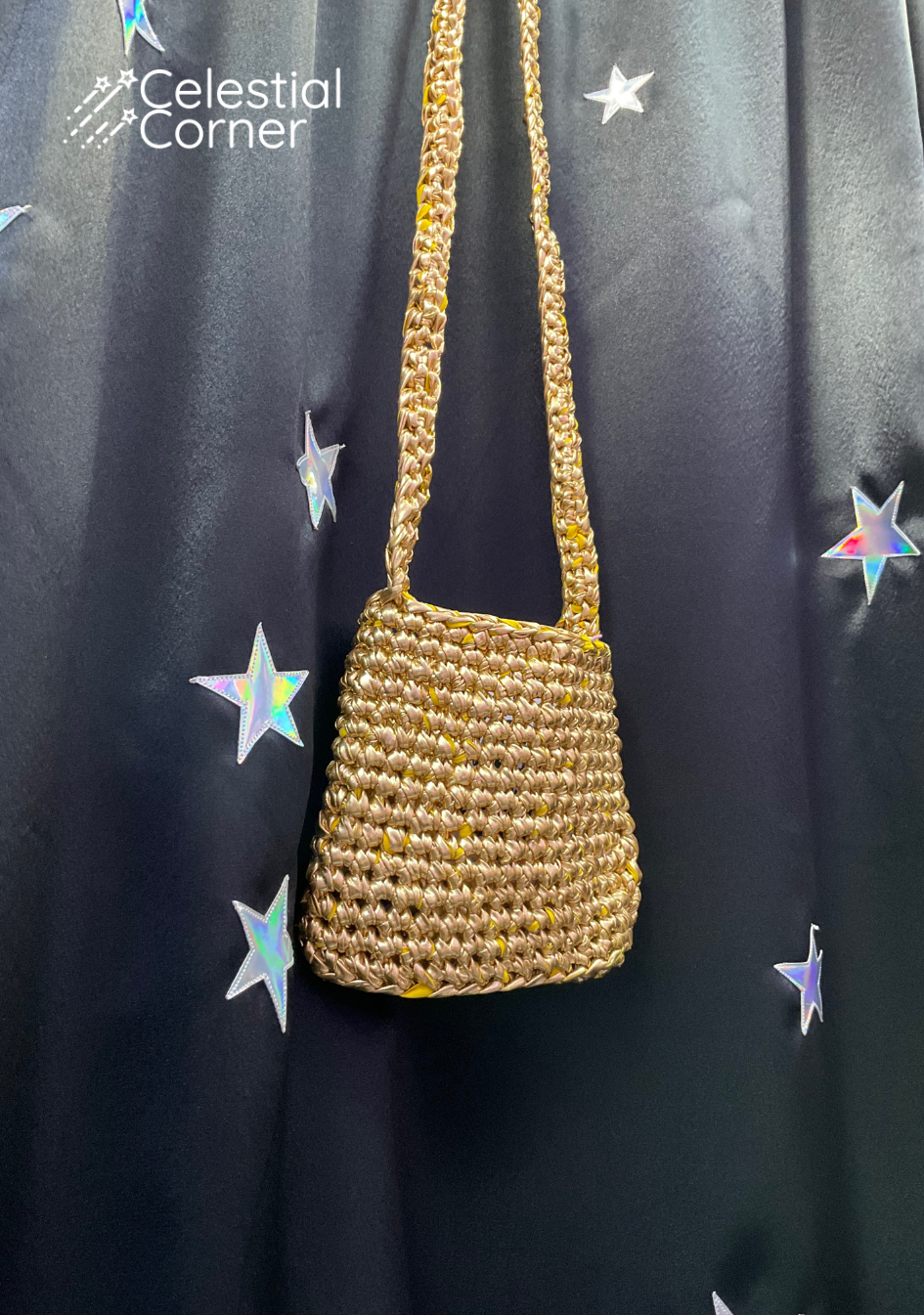 Gold Metallic Crochet Side-bag