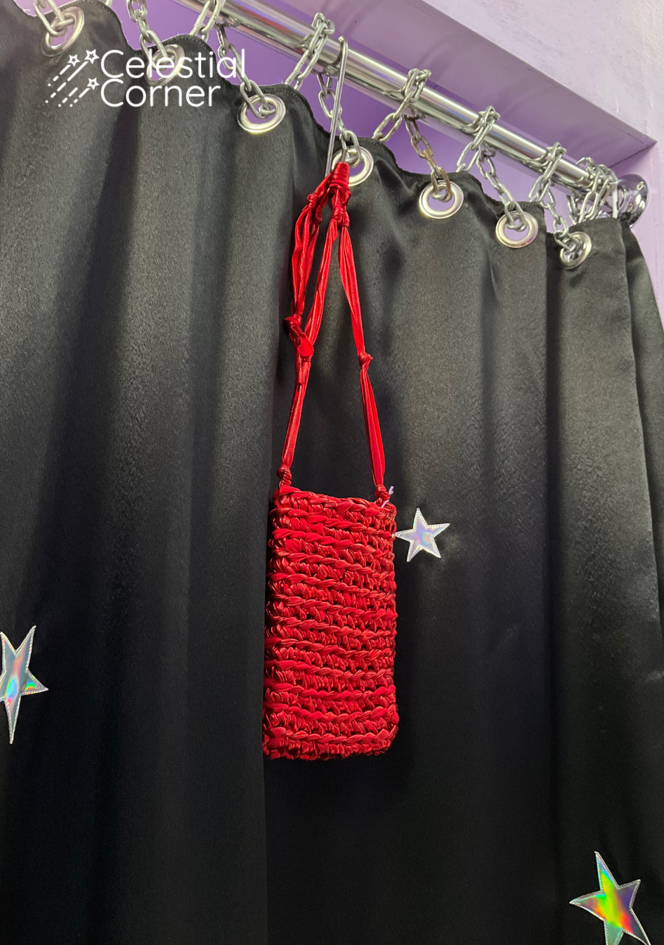 Red Metallic Crochet Side-bag