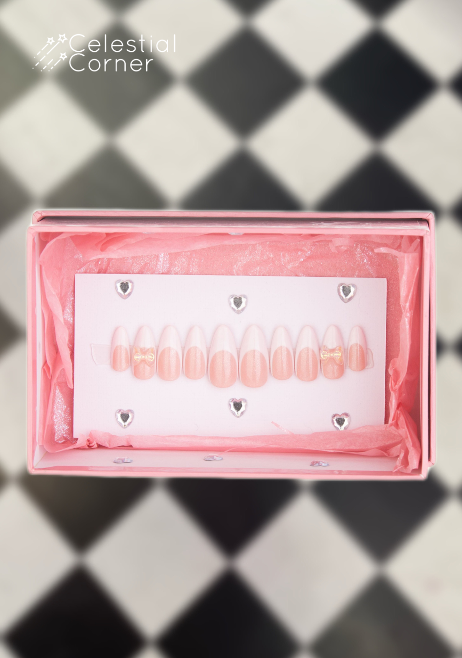 Bow Almond French Nail Set (M)