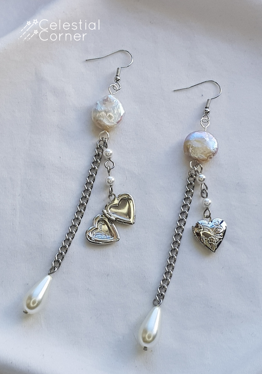 Pearl Drop Locket Earrings