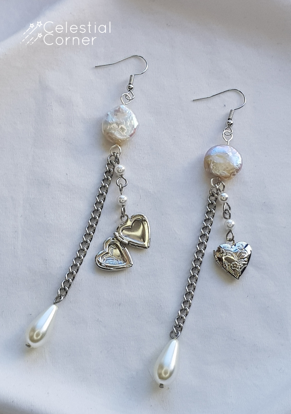 Pearl Drop Locket Earrings