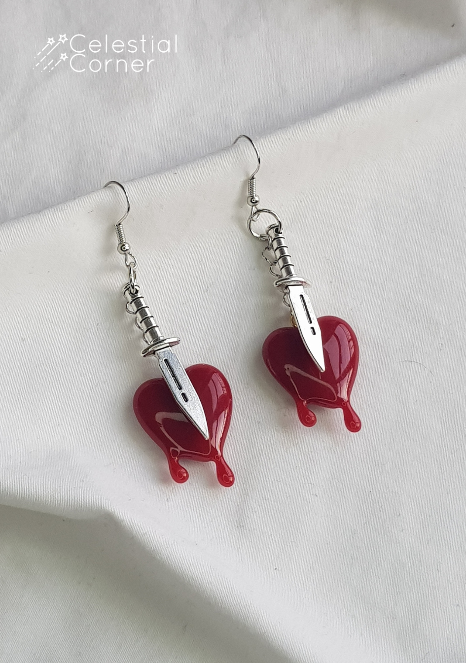 Drippy Heart & Sword Earrings