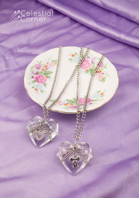 Glass Heart Chain Necklace