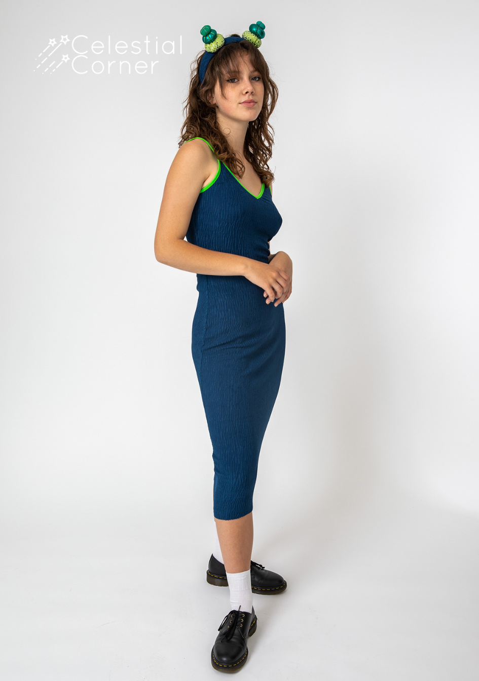 Foxglove Dress Navy & Green