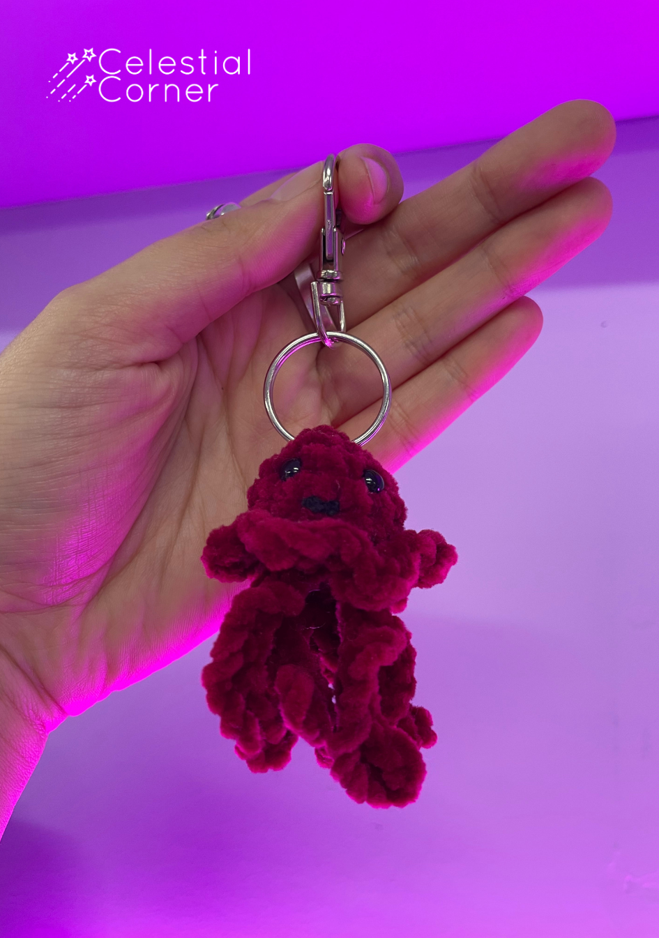 Crochet Jellyfish Keychain Maroon