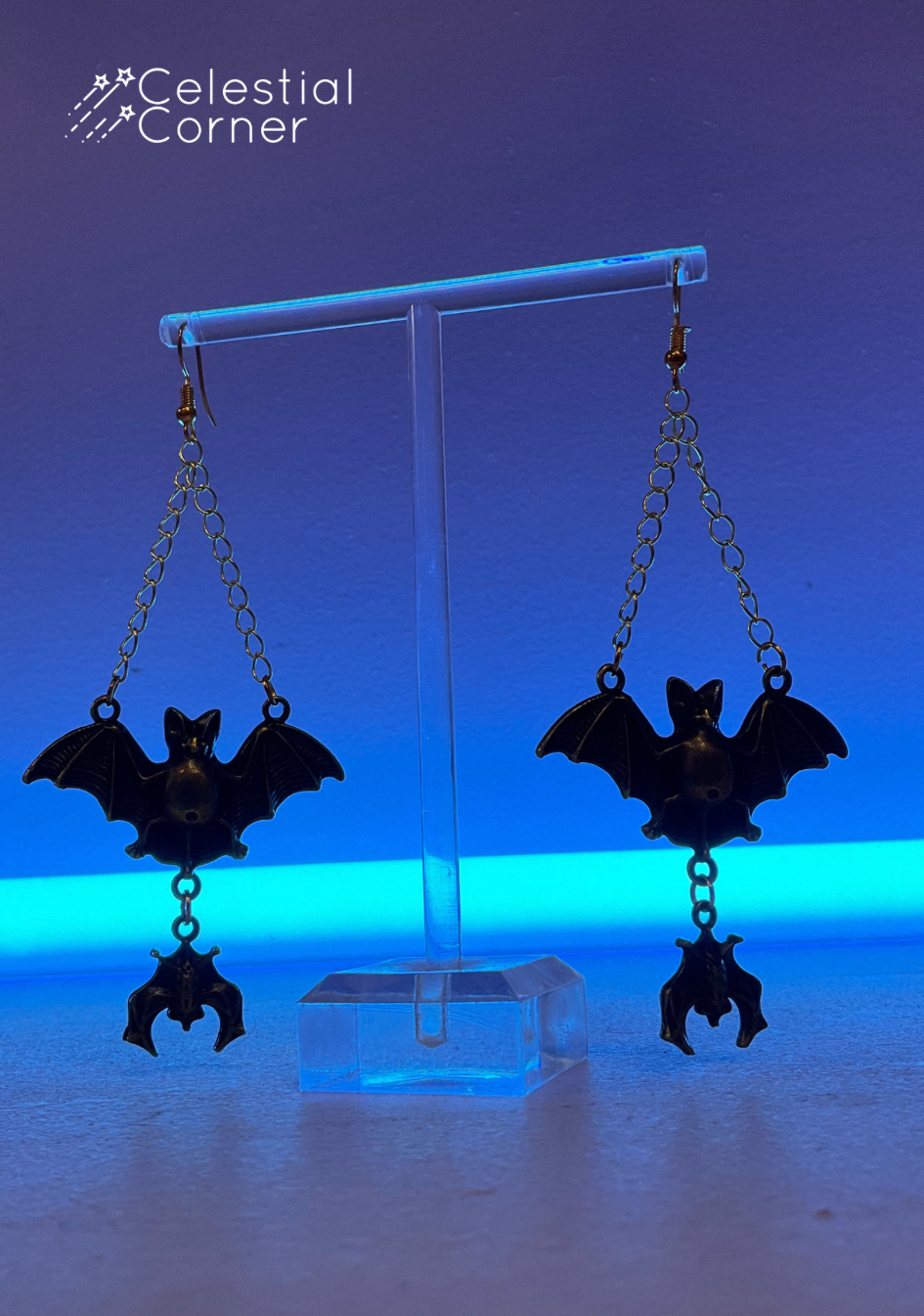 Gold Halloween Bats Earrings