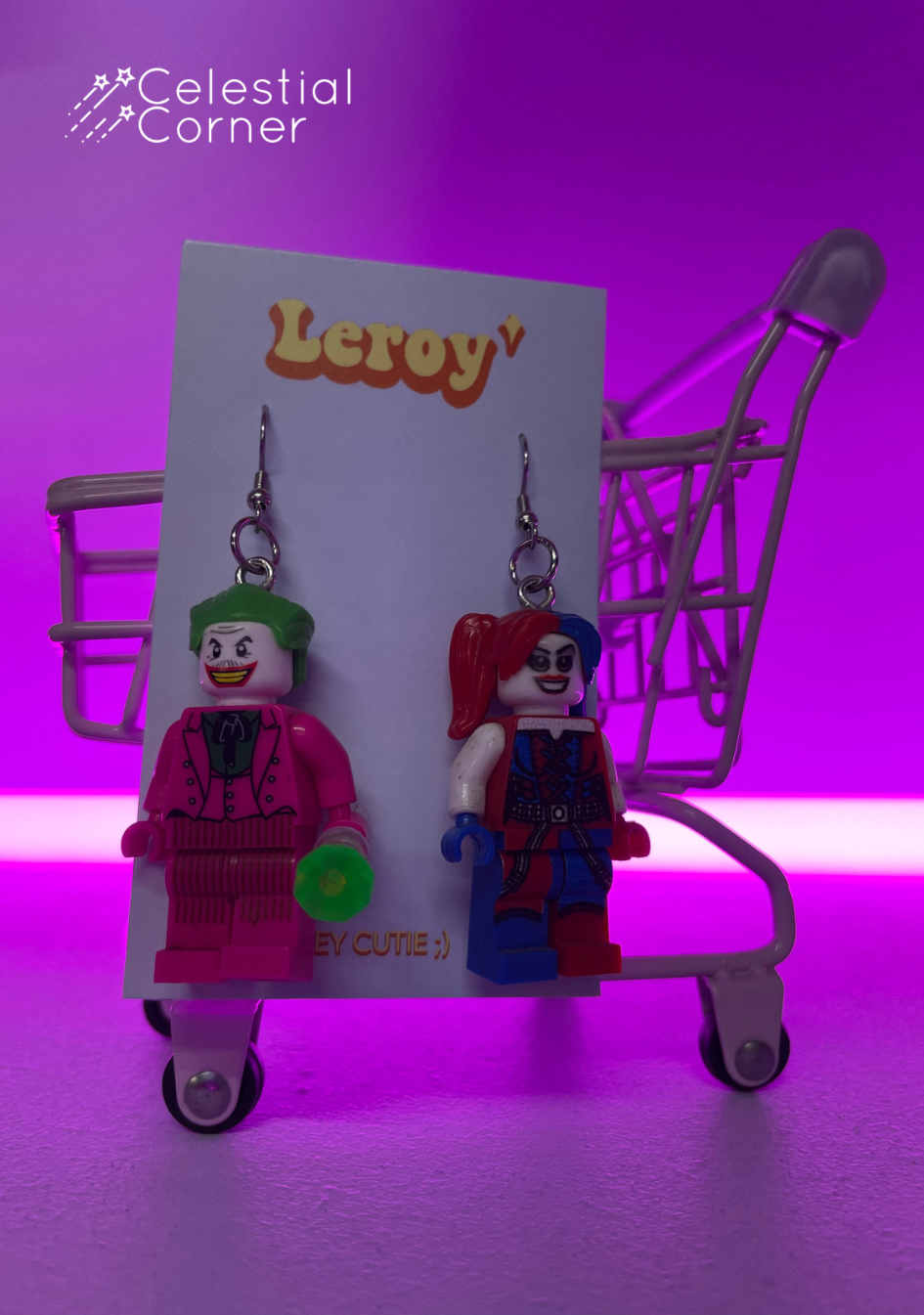 Joker & Harley Quinn Lego Earrings