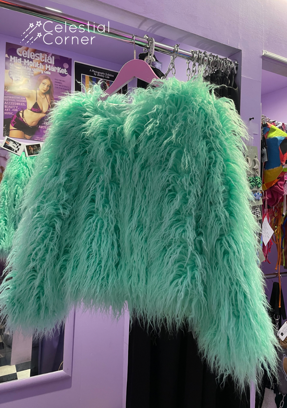 Pastel Green Fluffy Jacket