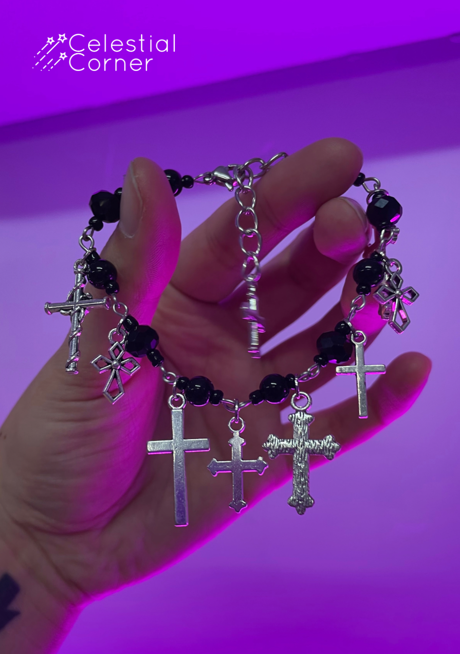 Gothic Crosses Charm Bracelet