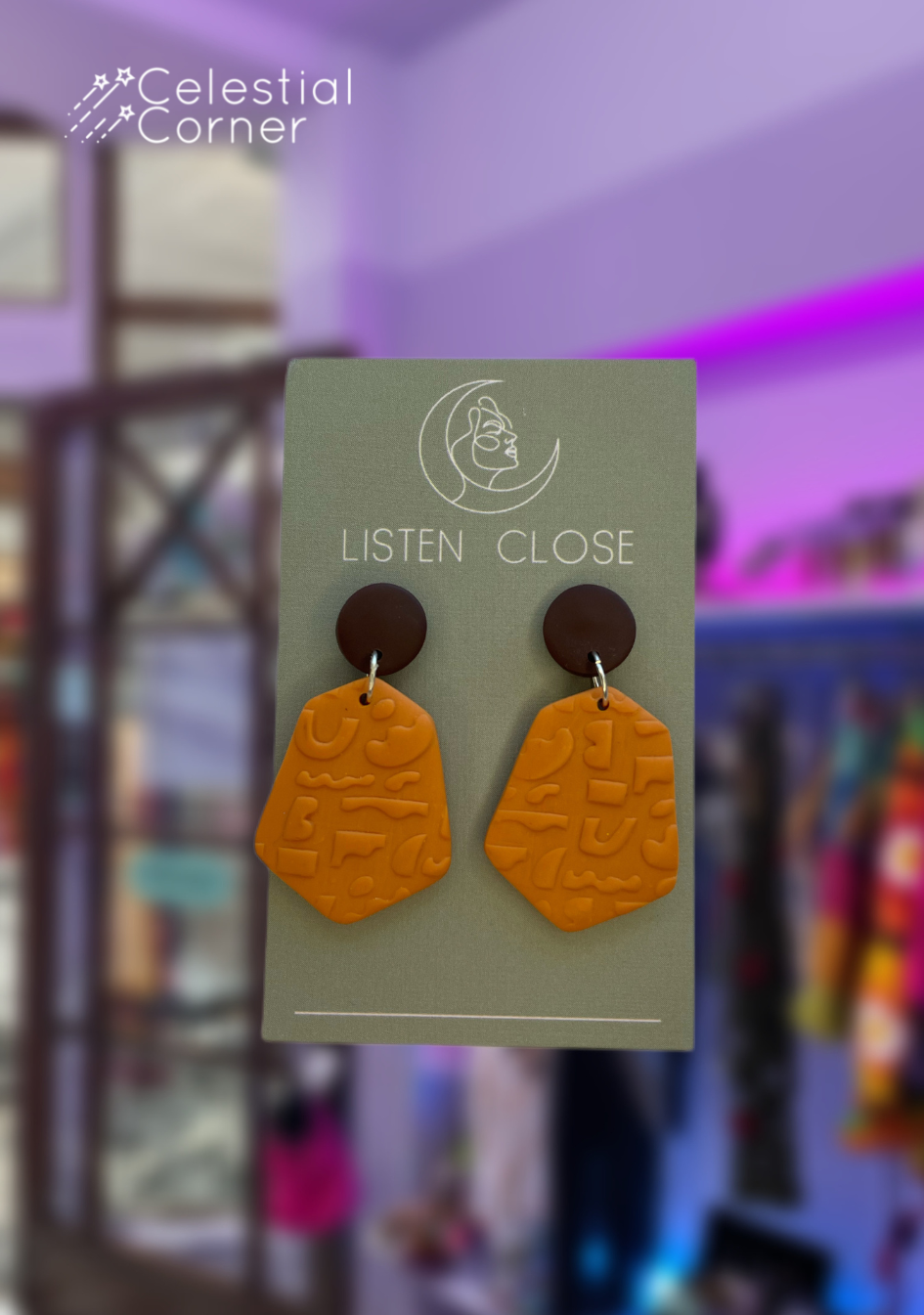Embossed Dangle Studs