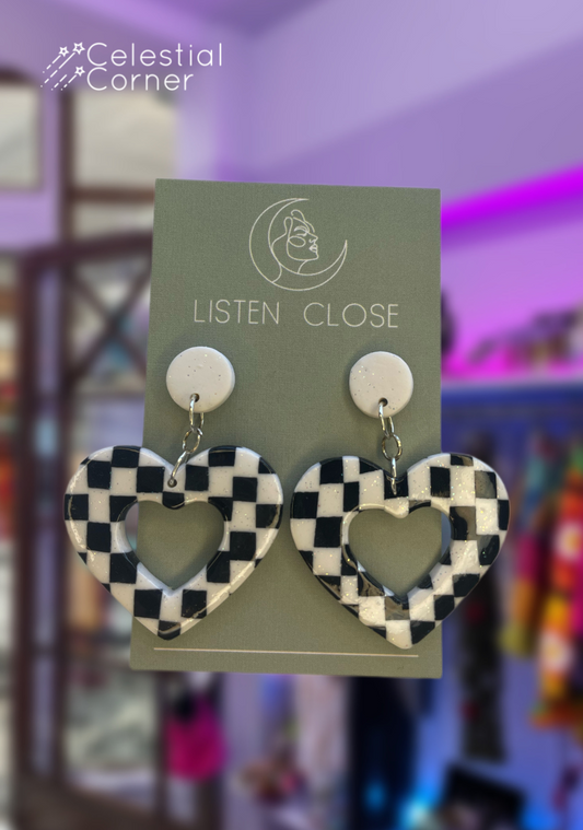 Checker Heart Earrings