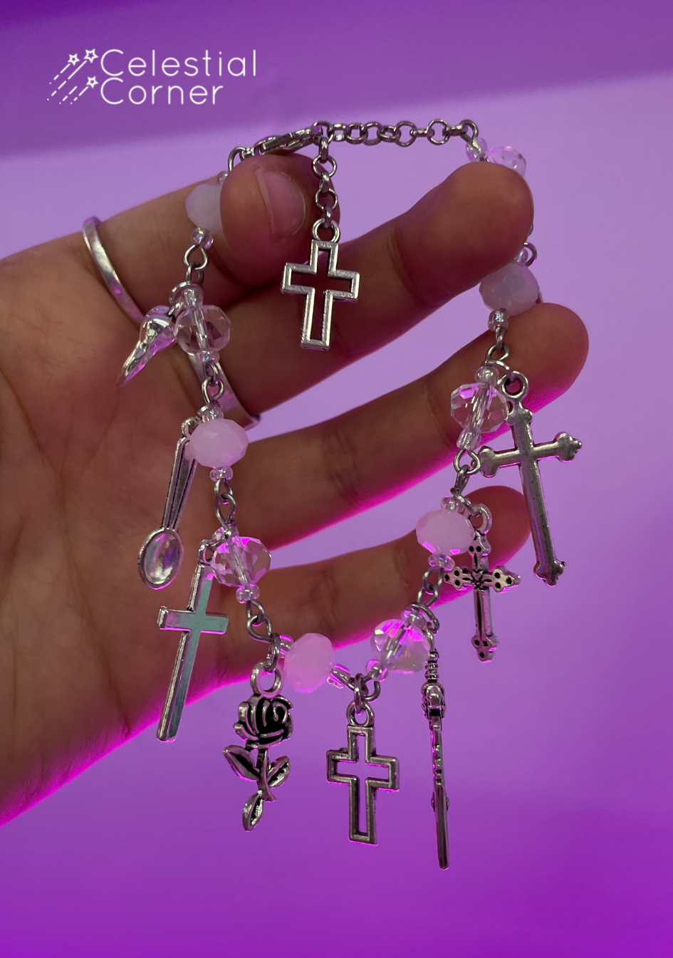 White & Silver Charm Bracelet