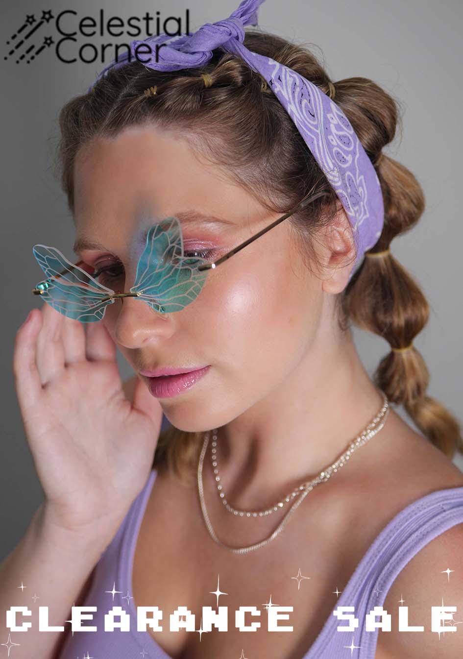 Fairy Wing Glasses Iridescent Blue